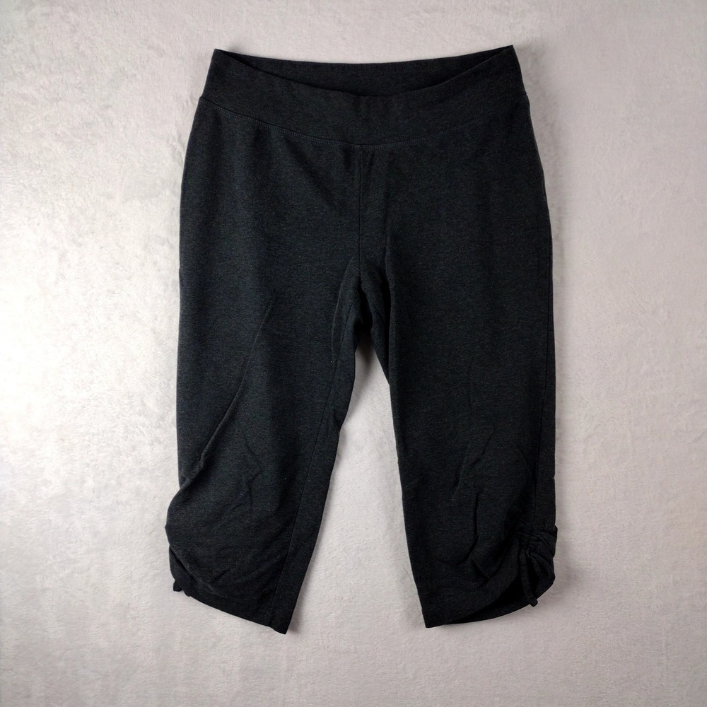 Champion Elite Womens Charcoal Gray Ruched Tie Capri Jogger Pants Medium 819386